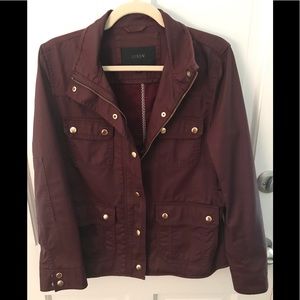 J.Crew field/utility waxed jacket,maroon Petite L